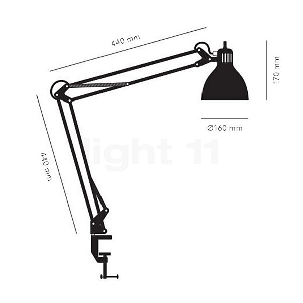 Light Point Archi Lampe de table noir - ø16 cm - avec pince de serrage - vue en coupe