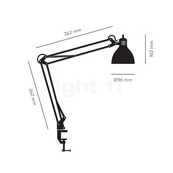 Light Point Archi, lámpara de sobremesa negro - ø10 cm - con pinza para mesa - alzado con dimensiones