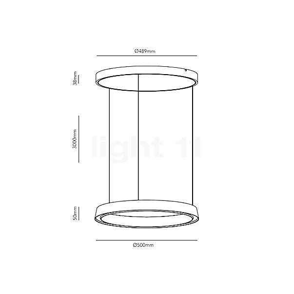 Light Point Edge Round Hanglamp LED rose goud - 50 cm schets