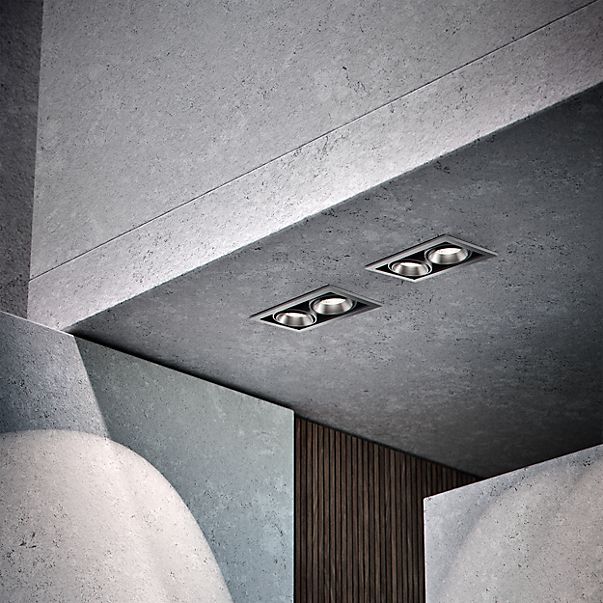 Light Point Ghost Spot encastrable au plafond LED titane - 2 foyers