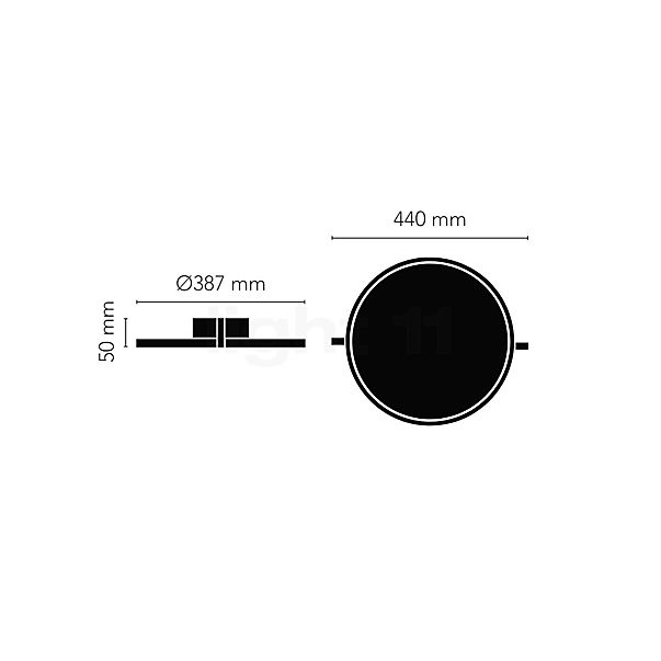 Light Point Inlay Round Plafondlamp LED zwart/zilver - 44 cm schets