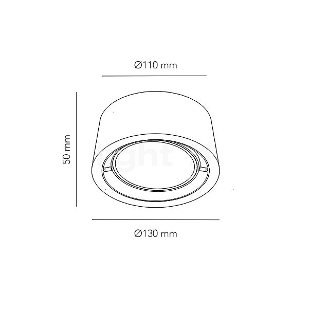 Light Point Optic Out+ Plafonnier LED titane - vue en coupe