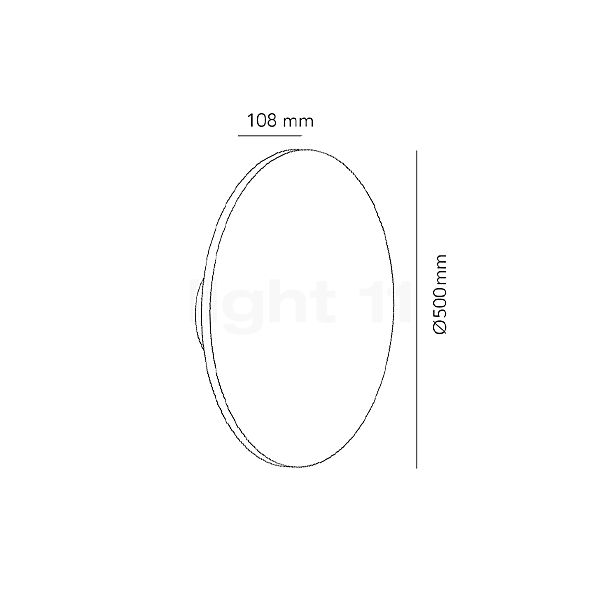 Dimensions du luminaire Light Point Soho Applique LED titane - 50 cm en détail - hauteur, largeur, profondeur et diamètre de chaque composant.