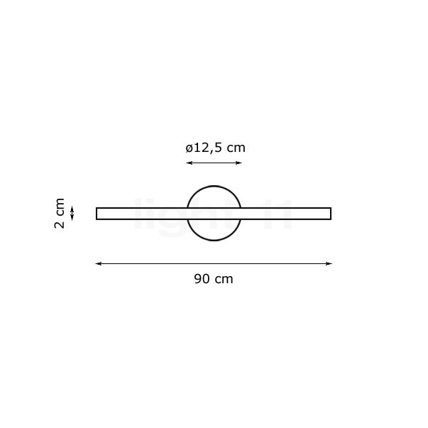 Lightswing Plafondrail - 1-licht wit mat - 90 cm schets