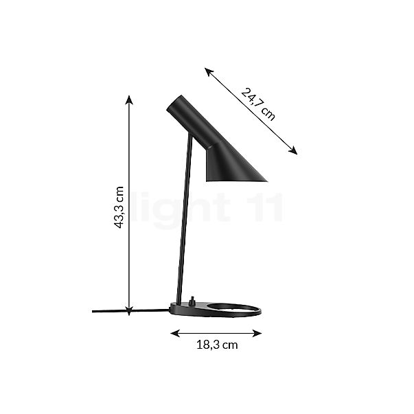 Louis Poulsen AJ Mini Lampe de table noir - vue en coupe