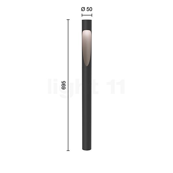 Louis Poulsen Flindt Garden Bollard Light LED black - with earth piece - without plug - 3,000 K , discontinued product sketch