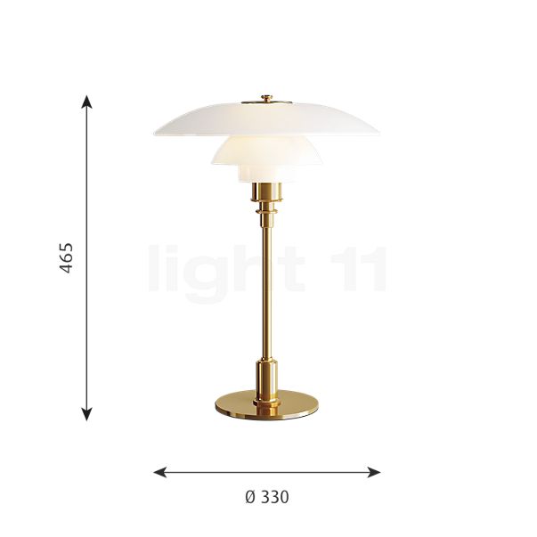 Louis Poulsen PH 3 ½-2 ½ Lampe de table chrome/blanc - vue en coupe
