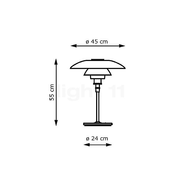 Louis Poulsen PH 4½-3½ Vetro Lampada da tavolo cromo lucido - vista in sezione