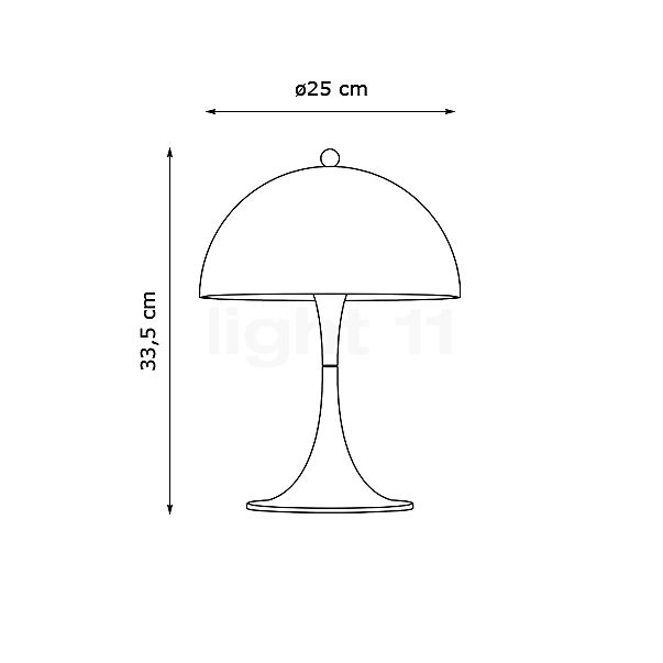 Louis Poulsen Panthella Lampada da tavolo LED cromo lucido - 25 cm - vista in sezione