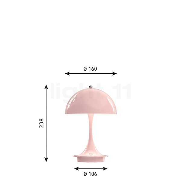 Louis Poulsen Panthella Portable Lampe rechargeable LED acrylique - rose pâle - 16 cm - vue en coupe