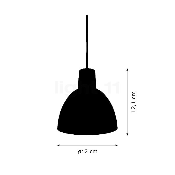 Louis Poulsen Toldbod, lámpara de suspensión azul grisáceo - ø12 cm , artículo en fin de serie - alzado con dimensiones