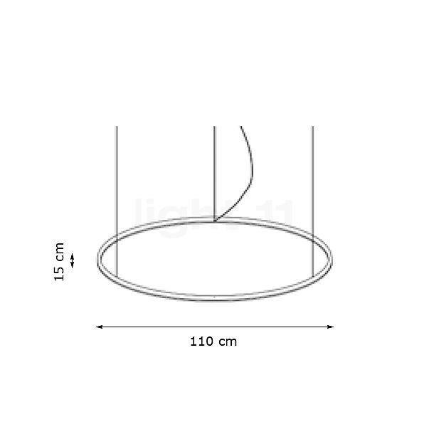 Luceplan Compendium Circle Lampada a sospensione LED ottone - 110 cm - vista in sezione