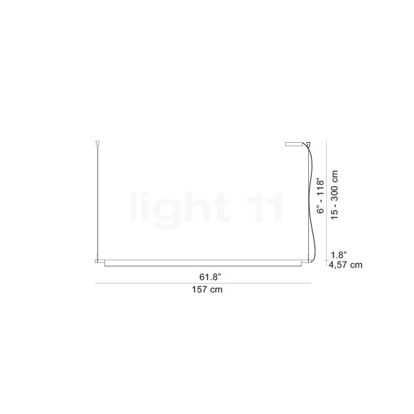 Luceplan Compendium Sospensione LED latón - regulable - alzado con dimensiones