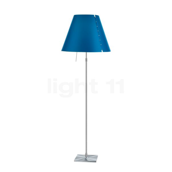 Luceplan Costanza Floor Lamp shade petrol blue/frame aluminium - telescope - with dimmer - ø40 cm
