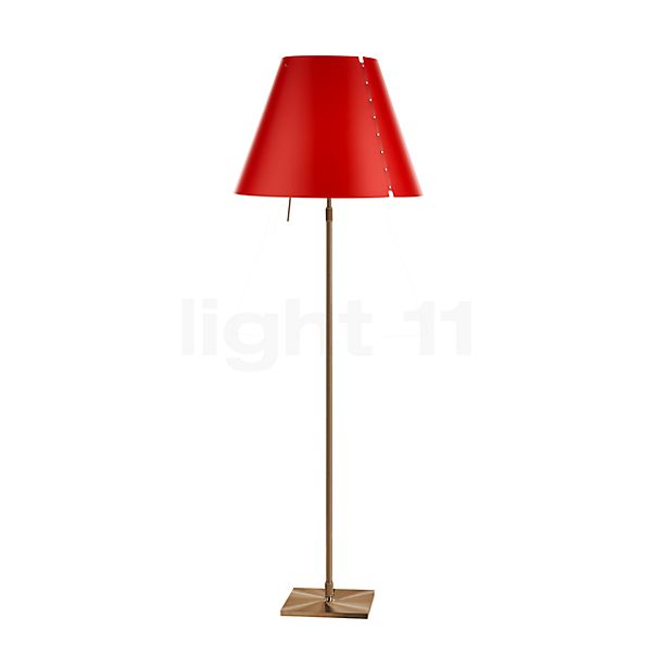 Luceplan Costanza Floor Lamp shade red/frame brass - telescope - with dimmer - ø40 cm