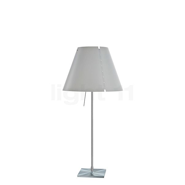 Luceplan Costanza Lampe de table abat-jour blanc brumeux/châssis aluminium - fixe - avec interrupteur