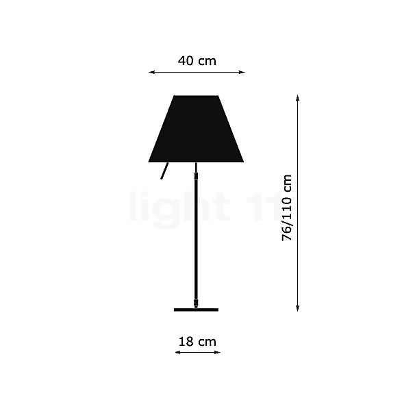 Luceplan Costanza Lampe de table abat-jour blanc brumeux/châssis laiton - télescope - avec variateur - vue en coupe