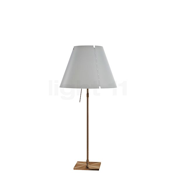 Luceplan Costanza Lampe de table abat-jour blanc brumeux/châssis laiton - télescope - avec variateur