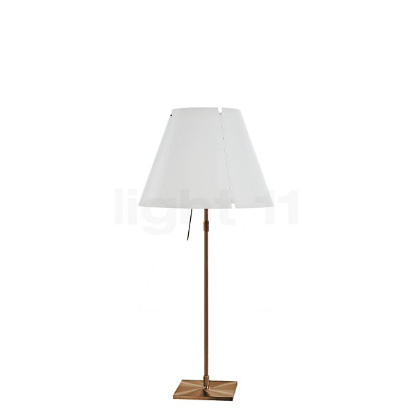 Luceplan Costanza Lampe de table abat-jour blanc/châssis laiton - télescope - avec variateur