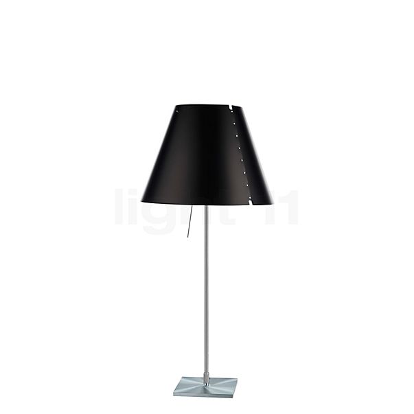 Luceplan Costanza Lampe de table abat-jour noir réglisse/châssis aluminium - fixe - avec interrupteur