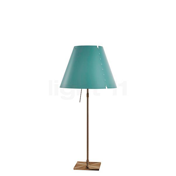 Luceplan Costanza Lampe de table abat-jour vert/châssis laiton - télescope - avec variateur