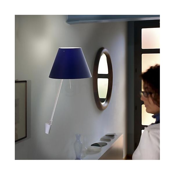 Luceplan Costanza, lámpara de pared pantalla azul petróleo - fijo - con botón
