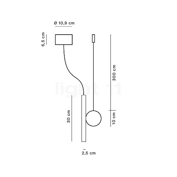 Luceplan Doi Suspension LED laiton/noir/laiton - Dali - vue en coupe