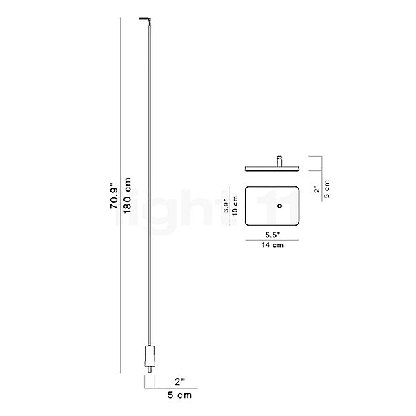 Luceplan Flia Bolderarmatuur LED 180 cm - 3.000 K schets