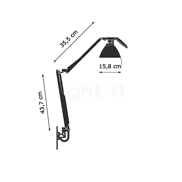 Luceplan Fortebraccio Lampada da parete metallo - vista in sezione