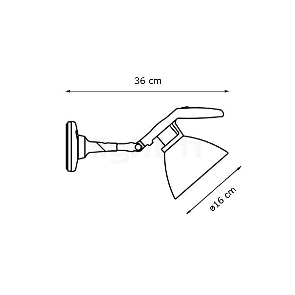 Luceplan Fortebraccio Spot zwart - ø16 cm schets