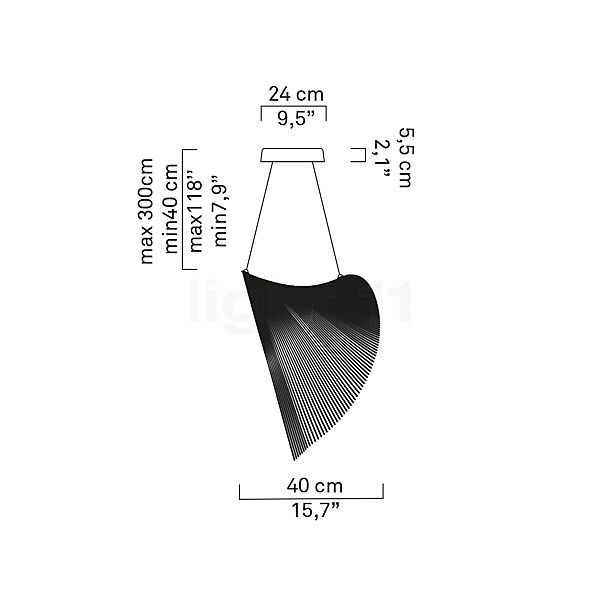 Luceplan Illan Suspension LED ø60 cm - phase de gradateur - vue en coupe