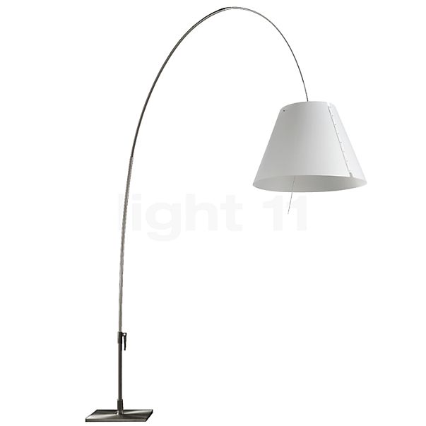 Luceplan Lady Costanza, lámpara de arco pantalla blanco/marco aluminio - con regulador