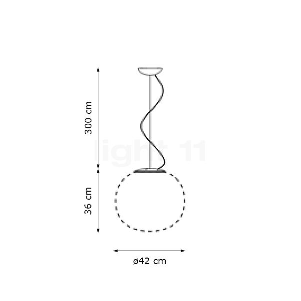 Luceplan Lita, lámpara de suspensión latón - ø42 cm - alzado con dimensiones