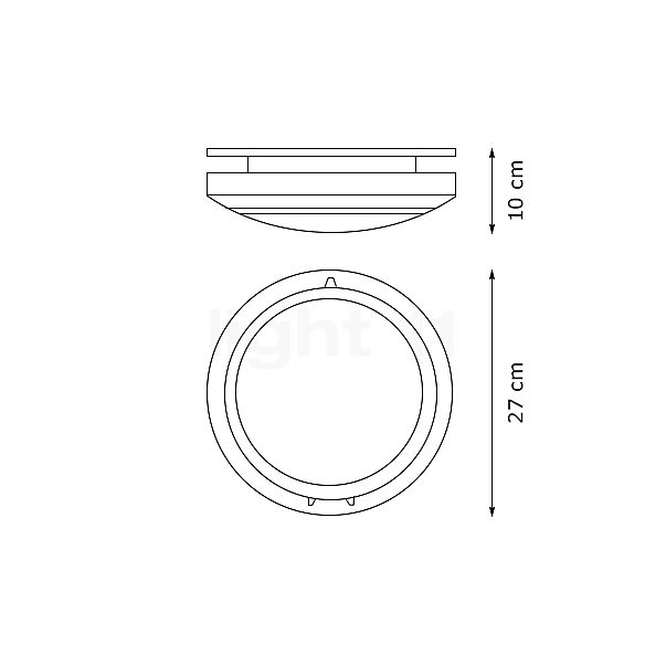 Luceplan Metropoli ceiling and wall light ø27 cm, aluminium painted sketch