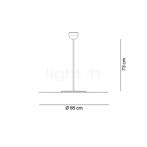 Luceplan Millimetro, lámpara de suspensión LED latón/latón - H. 73 cm - ø85 - Dali - alzado con dimensiones
