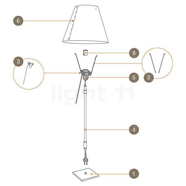 eigendom Nat Generator Luceplan Reserveonderdelen voor Costanza Tavolo vaste lamp met schakelaar