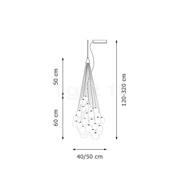 Luceplan Stochastic blanc - 72 billes - 2.700 K - vue en coupe