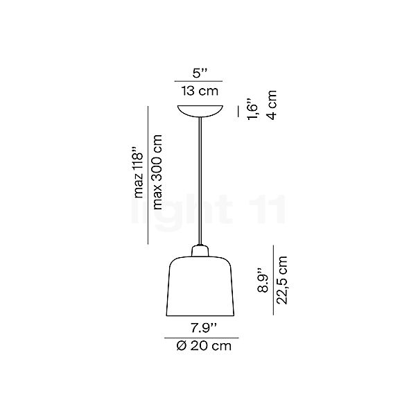 Luceplan Zile Hanglamp zwart - 20 cm schets