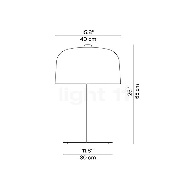 Luceplan Zile Lampe de table gris - 66 cm - vue en coupe
