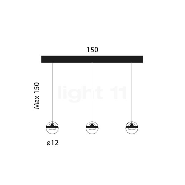 Lumina Limbus Hanglamp LED 3-lichts zwart/plafondkapje aluminium schets