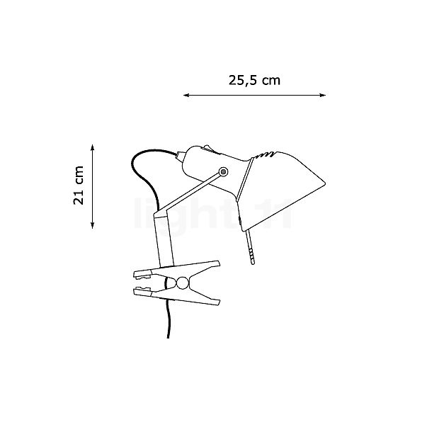 Lumina Naomi Pinza lámpara con pinza aluminio anodizado - alzado con dimensiones