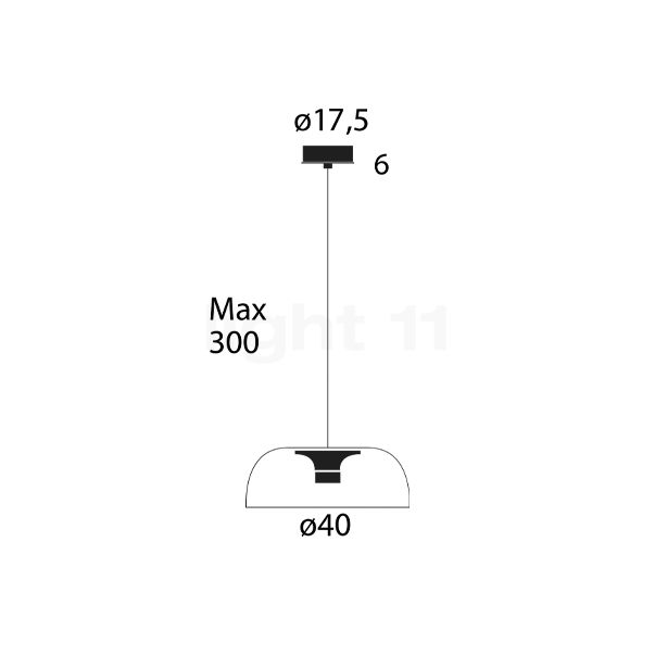 Lumina Tia Suspension LED noir - 40 cm - 2.700 K - vue en coupe