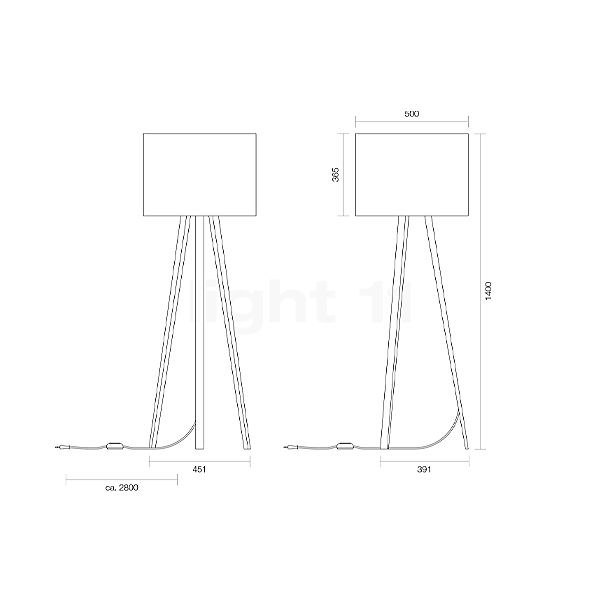 Maigrau Luca Stand Stehleuchte eiche natur/schirm weiß - 140 cm Skizze