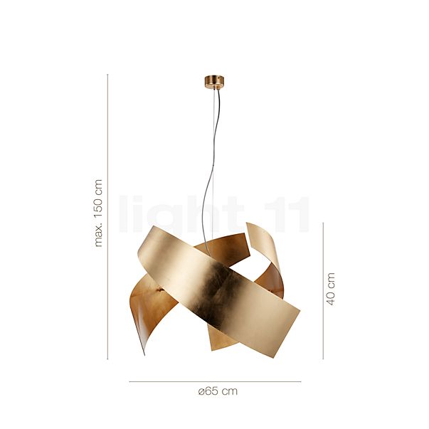 Dimensions du luminaire Marchetti Ella Suspension blanc/doré en détail - hauteur, largeur, profondeur et diamètre de chaque composant.