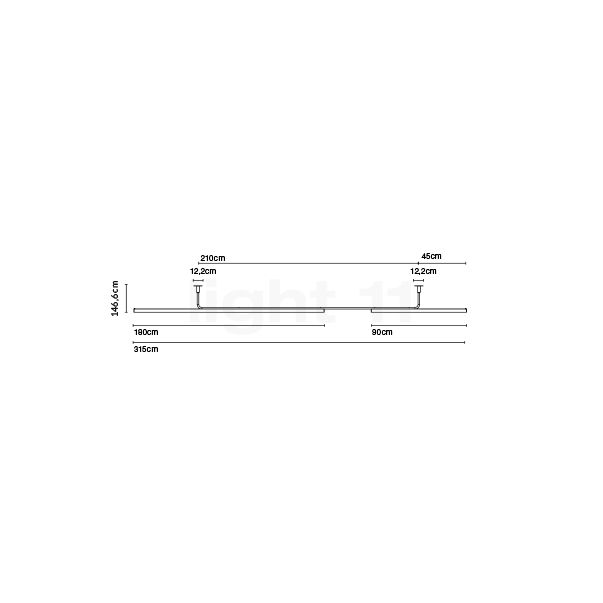 Marset Ambrosia Suspension LED H.146,6 cm - L.315 cm - doré mat - vue en coupe