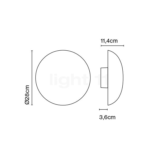 Marset Babila Applique LED ø28 cm - acier inoxydable poli - vue en coupe