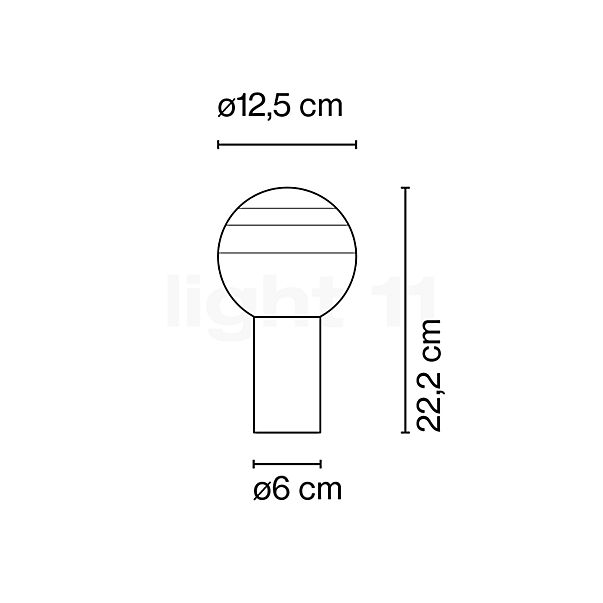 Marset Dipping Light Lampe de table LED blanc/laiton - 12,5 cm - vue en coupe