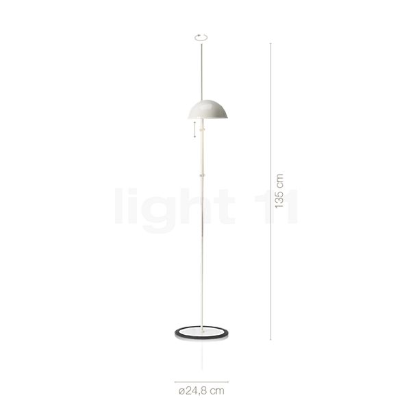 Measurements of the Marset Funiculi Floor lamp white in detail: height, width, depth and diameter of the individual parts.