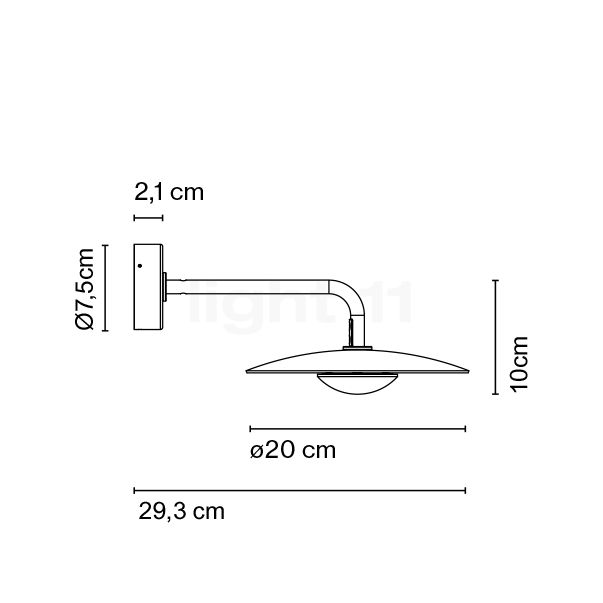 Marset Ginger A, lámpara de pared LED balastos no incluido negro/blanco - alzado con dimensiones