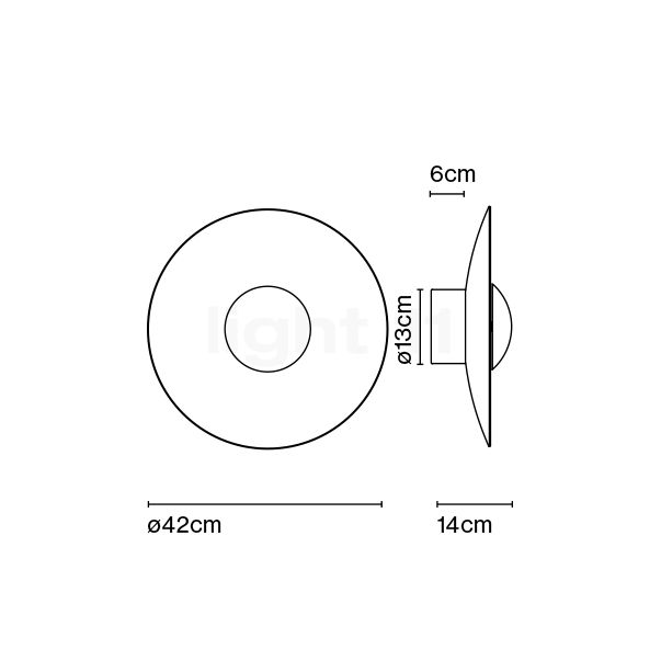 Marset Ginger Applique/Plafonnier LED Outdoor ø42 cm - noir/blanc - vue en coupe